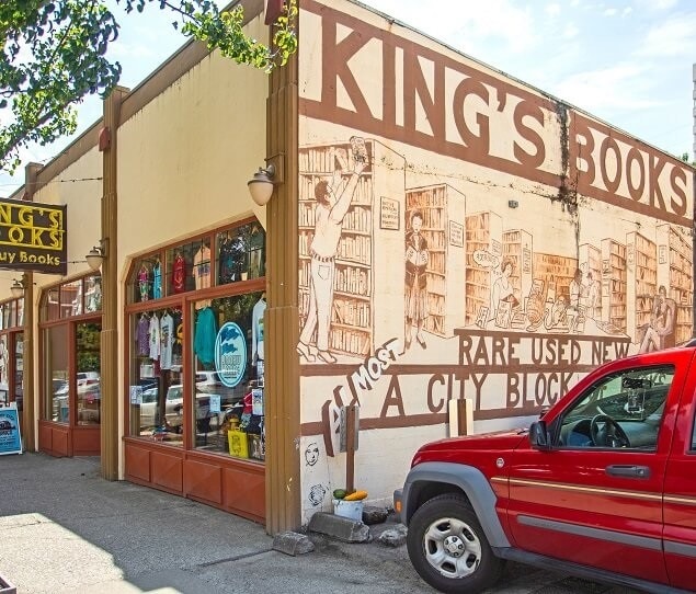 King’s Books, located in the historic Stadium District, contains about 100,000 books and two cats