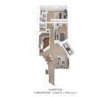 2 Bedroom, 2 Bath 1,100 sq. ft.