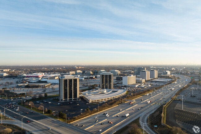 Aerial view of I-88 and Oakbrook Terrace Office Park.