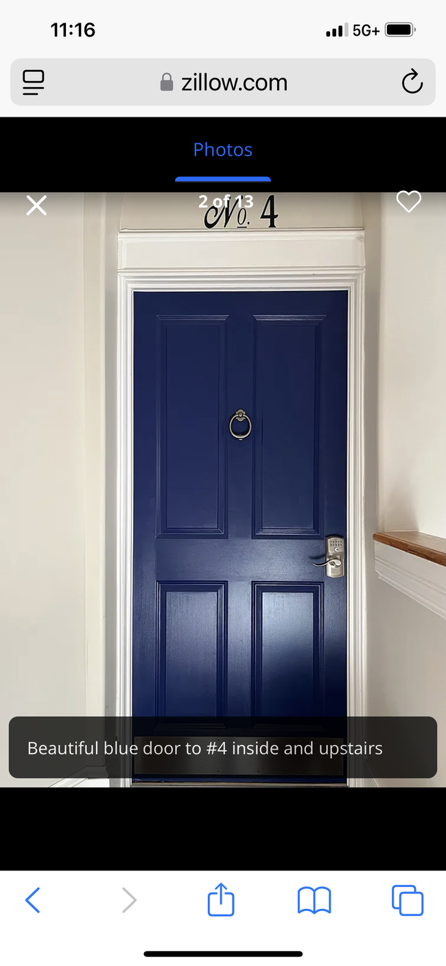 Beautiful blue door to #4 - inside and upstairs. - 1508 Highland Ave