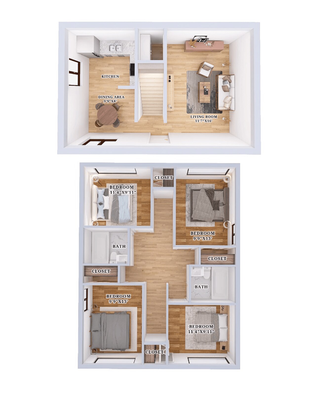 Garden Grove Townhomes – 4 bedroom 1 bathroom Townhouse with utility room