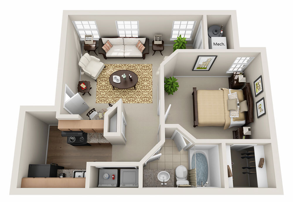 Unit Pic shown with furniture (*not provided) - 2213 Chestnut Ridge Dr