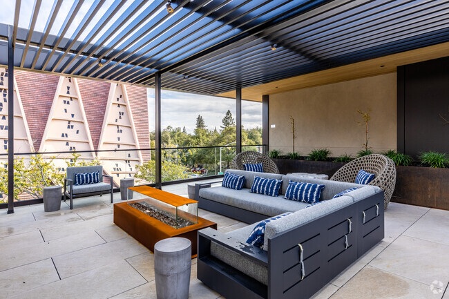 Terrace Seating & Fireplace - Arbora Palo Alto