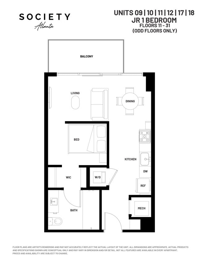 Unit 09, 10, 11, 12, 17, 18-Floors 11-31 - ODD - Society Atlanta