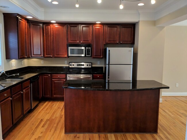 Kitchen with large island, granite countertops and stainless steal appliances - 2339 Madeline Meadow Drive