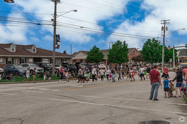 Girl Scouts march together in the Broadview Heights Memorial Day Parade.