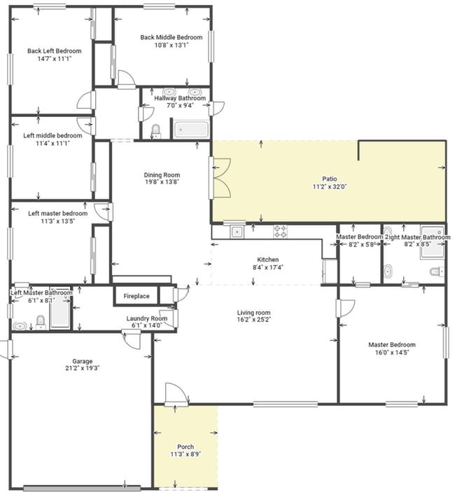 Floor Plan - Central Measurements - 1160 Kewannee Trl