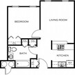 1 Bed 1 Bath (714 sf)