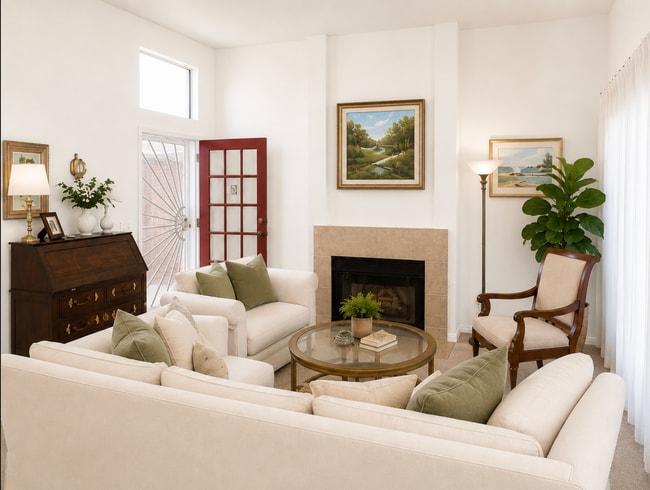 Living room with working fireplace - 4425 Kansas St