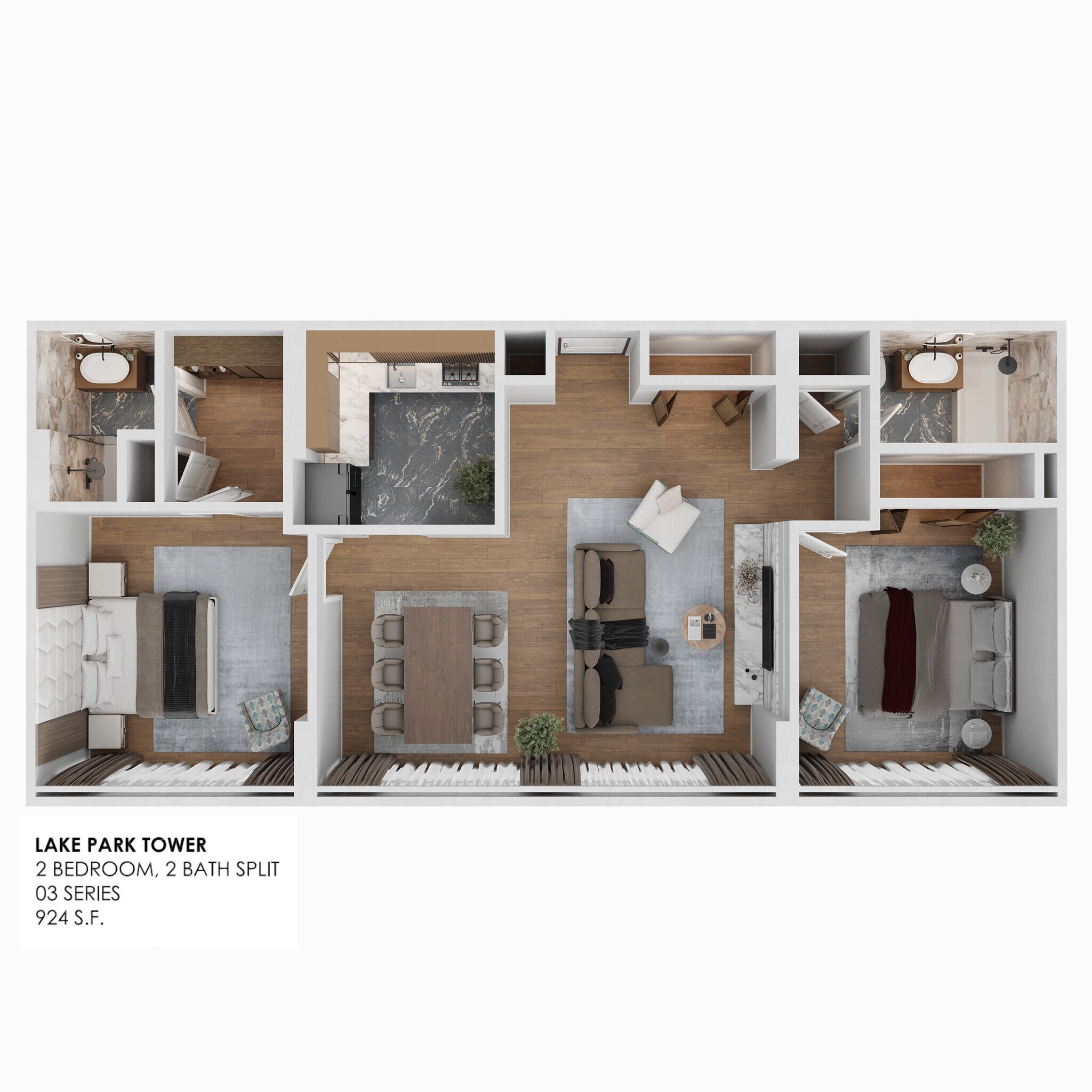 Lake Park Tower – 2 BR - Split or Corner