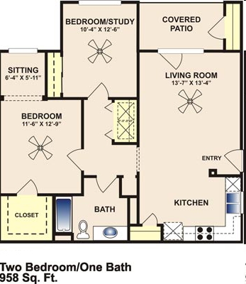 2HAB/1BA - Maplewood Crossing Apartments