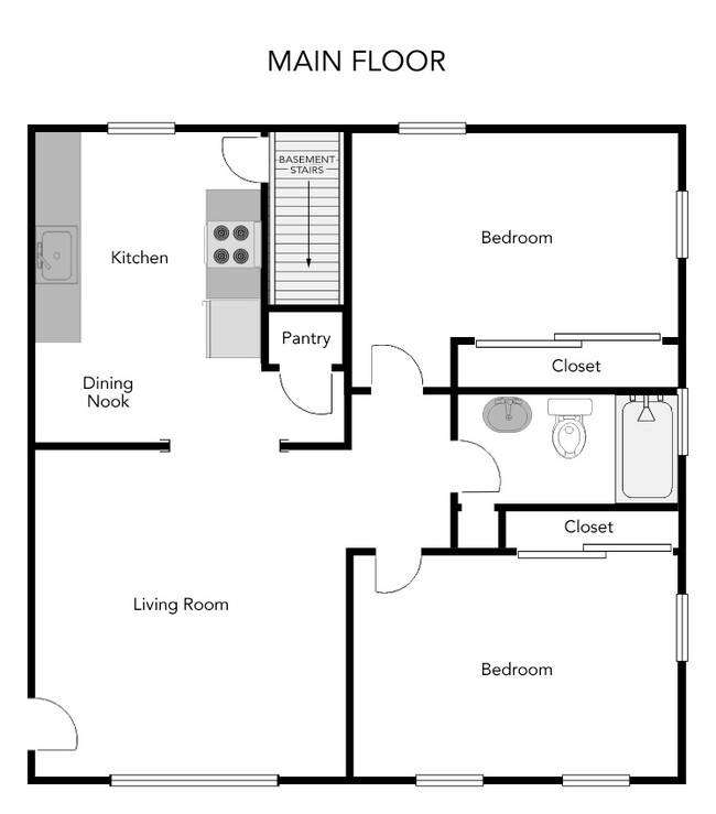 Main living area floorplan (basement floorplan to come). - 1404 Winthorne Drive