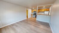 Located at 1568 North King Street, this one-bedroom, one-bathroom unit offers a practical and well-organized single-floor layout. The open-concept living and kitchen area forms the heart of the home, anchored by light wood-style flooring that extends throughout the common spaces. The kitchen is well-equipped, featuring warm honey-toned wood cabinetry, granite-style countertops, and a full suite of stainless steel appliances including a range, over-the-range microwave, dishwasher, and refrigerator. A galley-style kitchen corridor provides ample counter space on both sides, complemented by generous upper cabinet storage. The living area flows seamlessly from the kitchen, offering a clean, open space filled with natural light. A hallway connects the main living space to the private quarters, which include a dedicated closet for storage. The bedroom is comfortably sized, featuring plush wall-to-wall carpeting, a closet, and a window that allows in natural light. The bathroom includes a full-sized tub and shower combo with clean white fixtures. Throughout the unit, neutral gray walls and white trim create a bright, cohesive aesthetic.