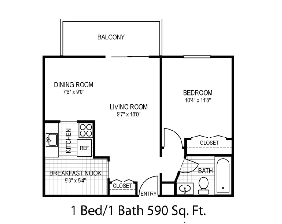 Lakeland Commons – A1 1br 1ba