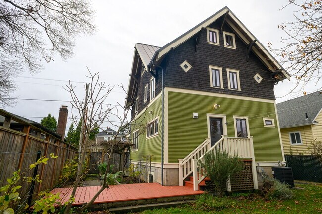 Back yard, includes fig tree, raspberry bushes, rosemary, grape arbor - 6624 N Greeley Ave