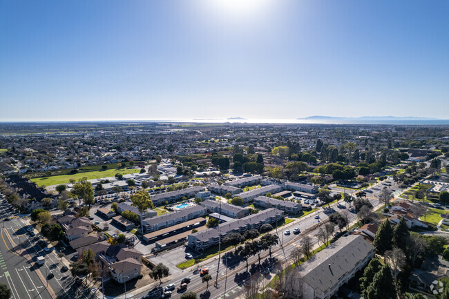 Aerial View with Context to the Ocean - Meadowridge Apartments