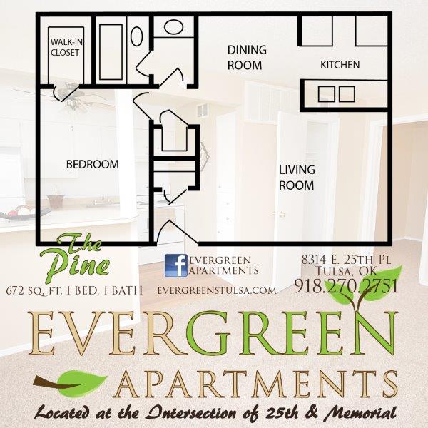 Plano de planta - Evergreen Apartments