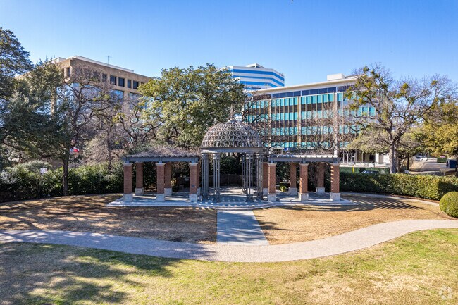 The gazebo at Turtle Creek Park is a short drive from Oak Lawn.