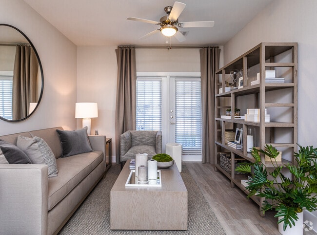 1BR, 1BA - 634SF "Neches" Living Room - Riverhaus Creekside