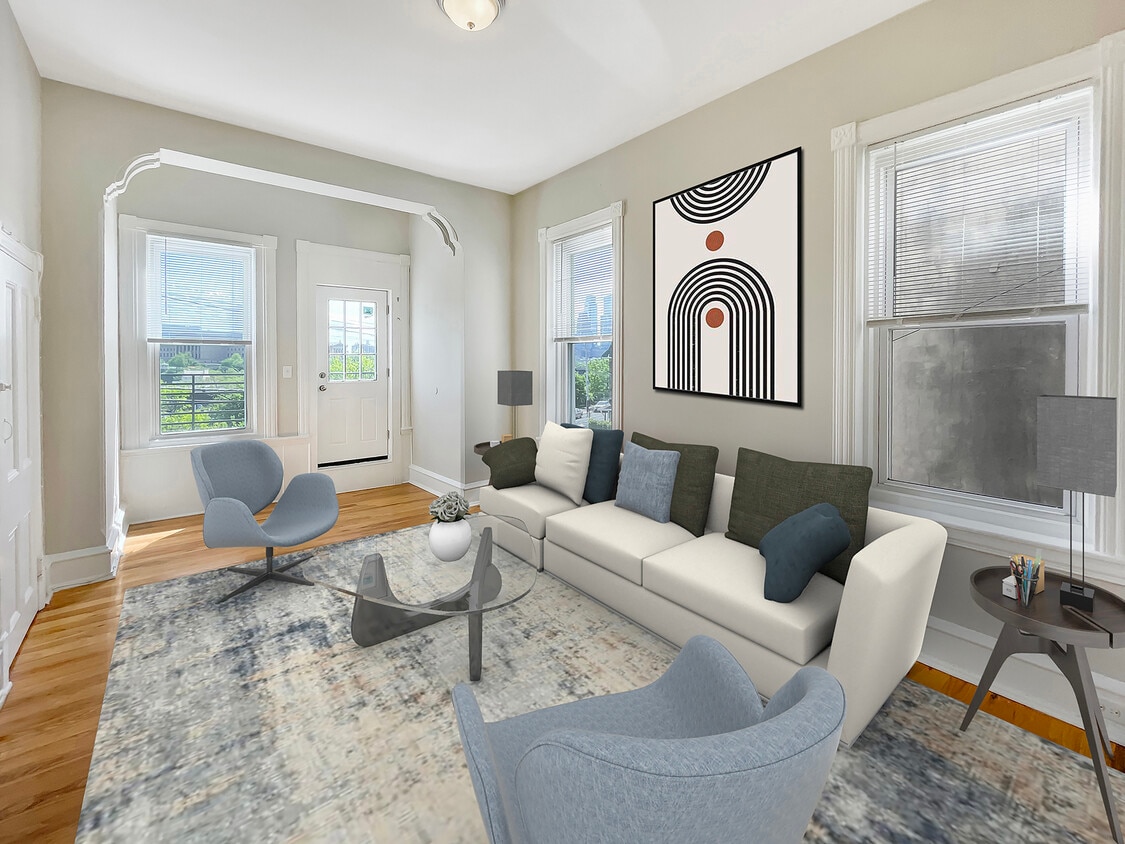 Living room with access to roof deck - 637 N 32nd St