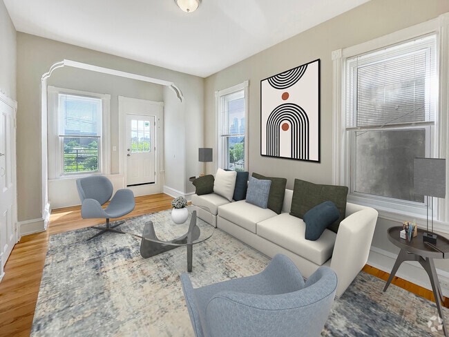 Living room with access to roof deck - 637 N 32nd St