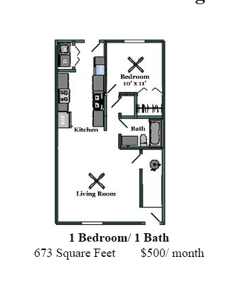 1 Bedroom 1 Bath - Brighton Park Apartments