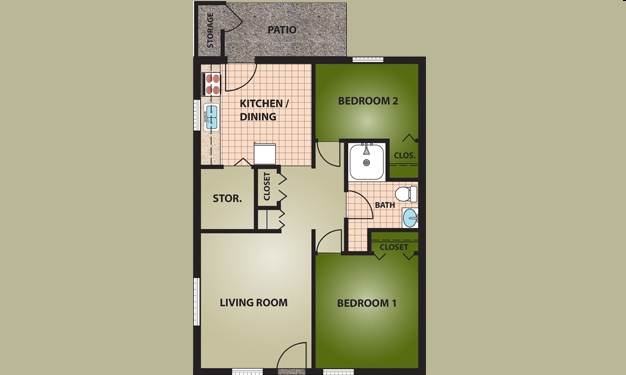 2HAB/1BA - Oakdale Apartments