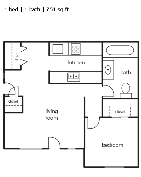 1HAB/1BA - The Courtyards at Cypress Grove