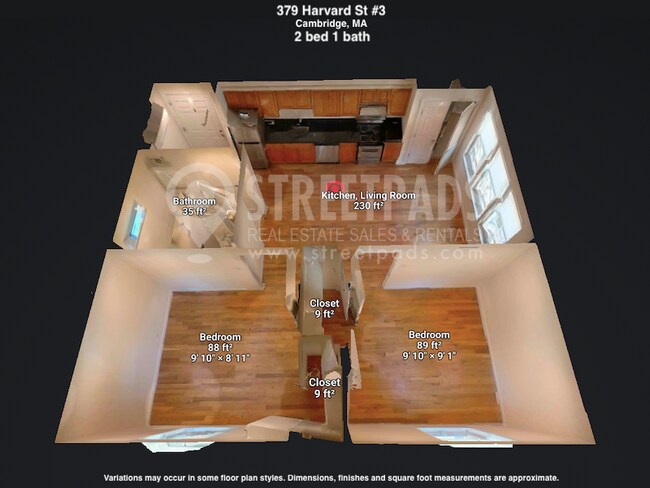 Plano de planta 3D - 379 Harvard St