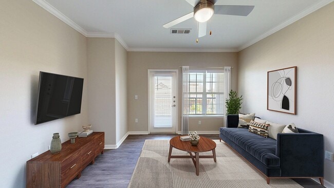 Newly Renovated Living Room View - The Shores Apartments