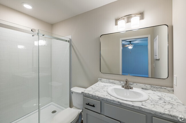 E2 2BR, 2BA - 1,120 SF - Primary Bathroom - Spring Meadow Apartments