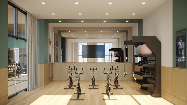 Find your zen in our yoga and pilates studio with Peloton spin bikes. - Modera Riverside