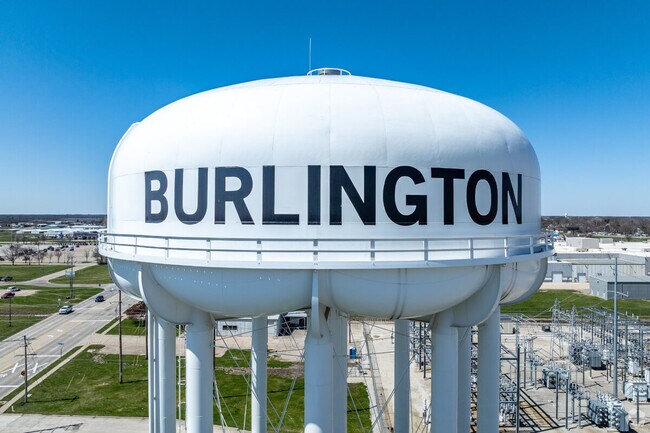 The Burlington water tower stands in the middle of the city.