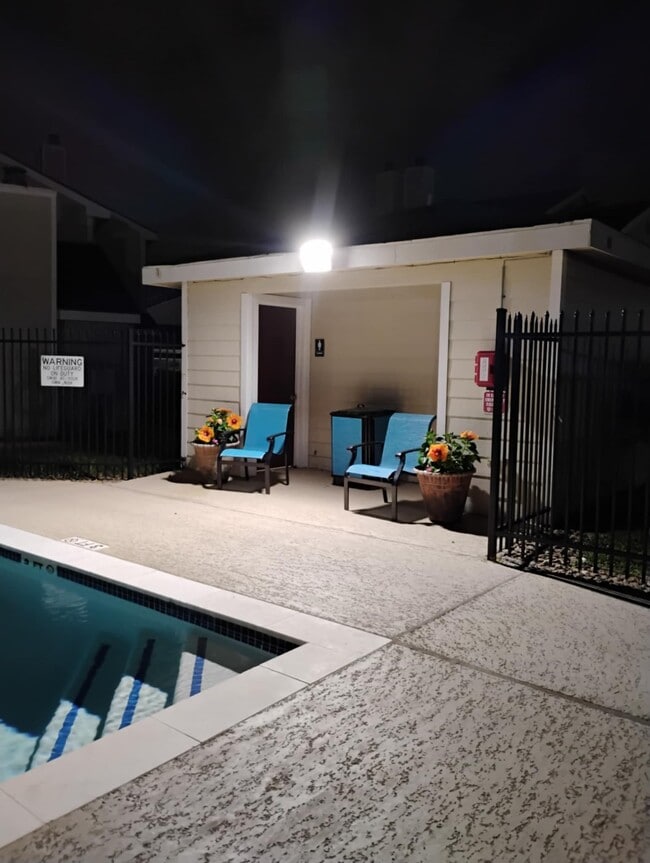 The pool at night - Windfern Meadows