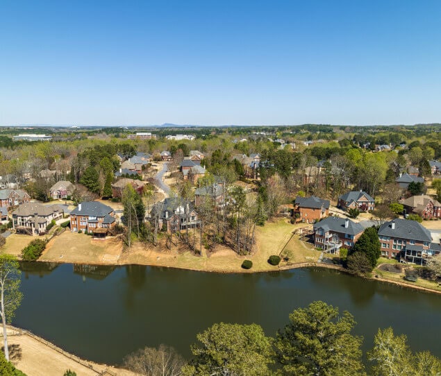 Aerial view of an Alpharetta neighborhood