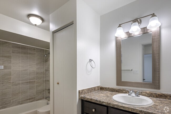 2BR, 1BA - 954SF - Primary Bathroom - Pebbleshire Apartments