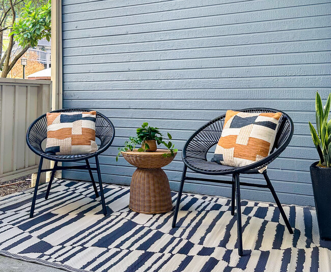 Enjoy your morning coffee from the comfort of your private patio. - Carlton Senior Living Concord