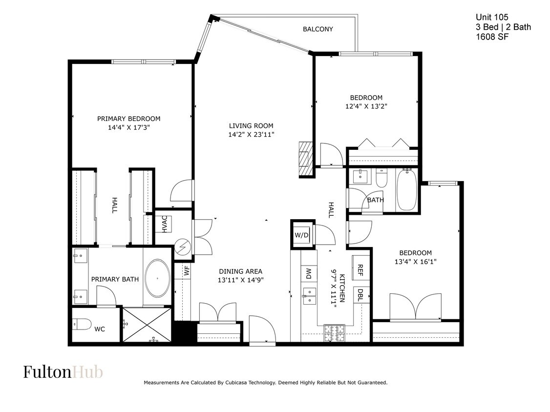 Plano del piso 05, tres dormitorios - FultonHub