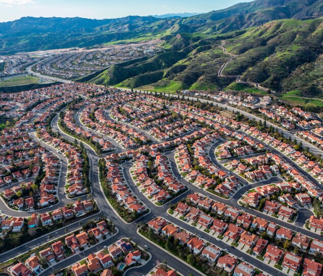 Houses line the streets in Porter Ranch