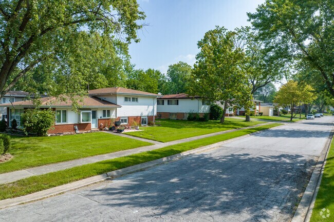 Park Forest’s wide residential streets showcase tidy lawns and well-kept homes.