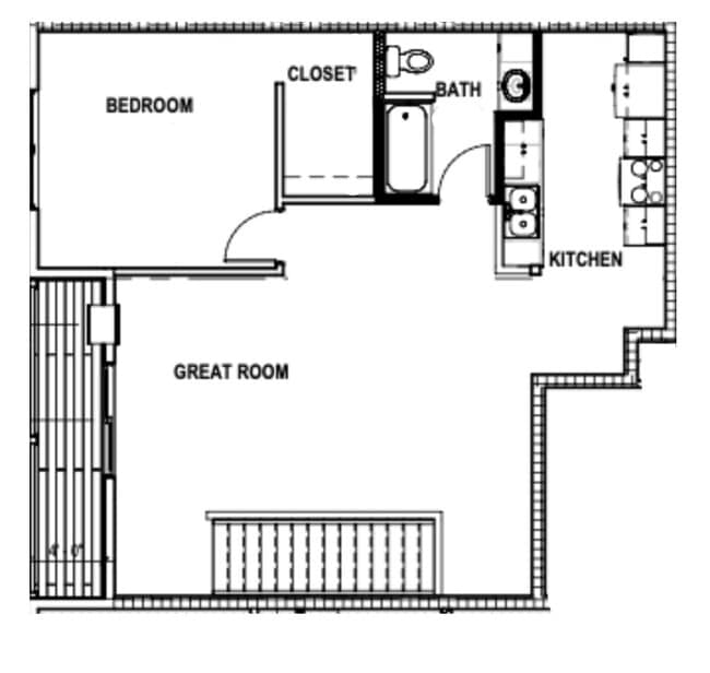 1 Bedroom Floor Plan - Meridian Commons