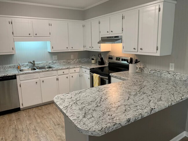 Cocina luminosa con mucho espacio de almacenamiento en armarios y electrodomésticos. - 113 Penny Ln