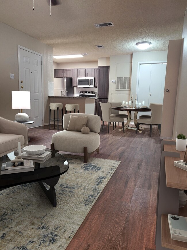 Cocina y sala de estar - Chappell Hill Apartments
