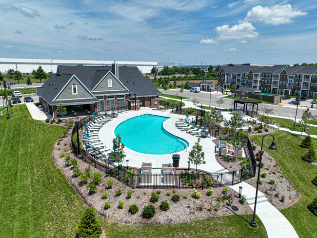 Aerial view of Village Place Pool - Village Place Apartments