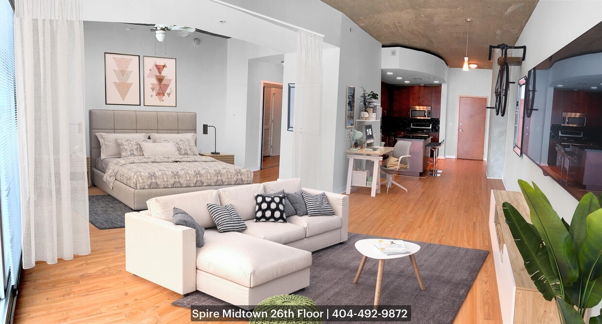 Wake up to an incredible view. Blinds and curtains for privacy or open for full view of the ci - 860 Peachtree St NE
