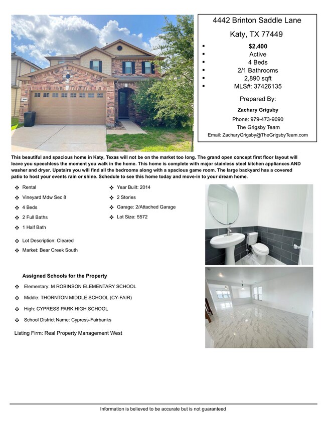 4442 Brinton Saddle Ln, Katy, TX 77449 House for Rent in Katy, TX