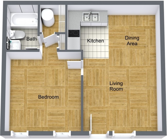 1 Bedroom Floorplan - Darby Terrace