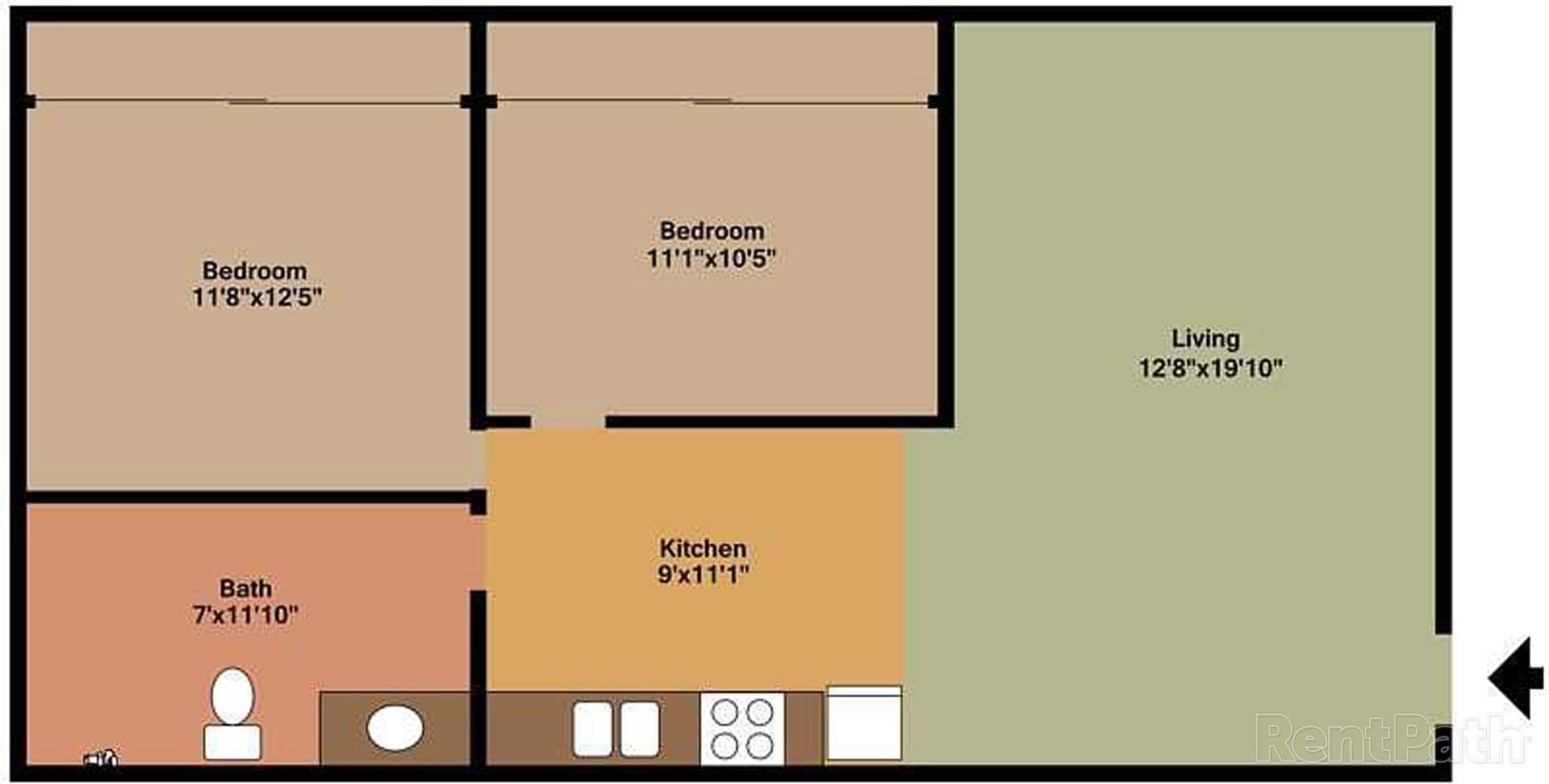Walnut – Walnut: 2 Bed 1 Bath - Upgraded