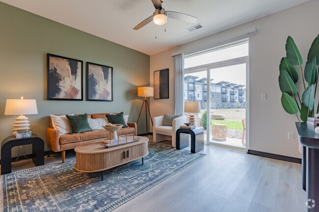 1BR, 1BA - 741SF - Living Room - The Flats of River Ridge