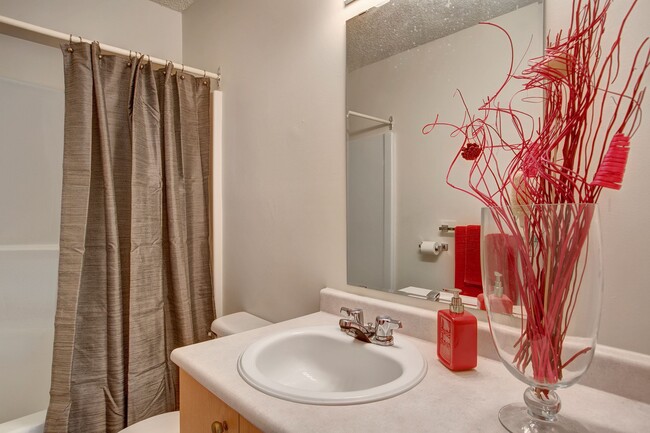 A bathroom with shower, tub, and a mirror above the sink - Villagio